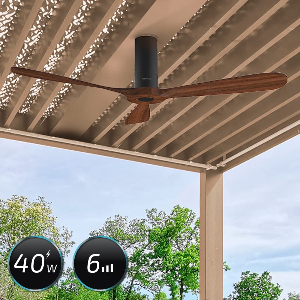 Cecotec Deckenventilator mit Fernbedienung und WLAN EnergySilence Aero 5500 Black Aqua Connected. 40 W, Durchmesser 52 Zoll, 3 Flügel, Schutzart IP44, Winter-Summer-Modus, Timer