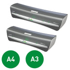 Leitz iLAM Office A3 Laminiergerät, ultraschnelle Aufwärmzeit von 1 Min, für 75-125 mic Folien, Eingabehilfen-LEDs & LED-Status, Anti-Stau, Auto-Abschaltung, inkl 5 Laminierfolien, Grau/Weiß, 72530084