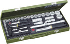 PROXXON Steckschlüsselsatz, Komplettkasten mit 1/4"-und 1/2"-Umschaltratsche sowie Schraubendrehergriff, 56-teiliges Werkzeug-Set mit Stahlkasten, 23040, 450 x 200 x 55 mm