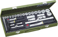 PROXXON Steckschlüsselsatz, Komplettkasten mit 1/4"-und 1/2"-Umschaltratsche sowie Schraubendrehergriff, 56-teiliges Werkzeug-Set mit Stahlkasten, 23040, 450 x 200 x 55 mm