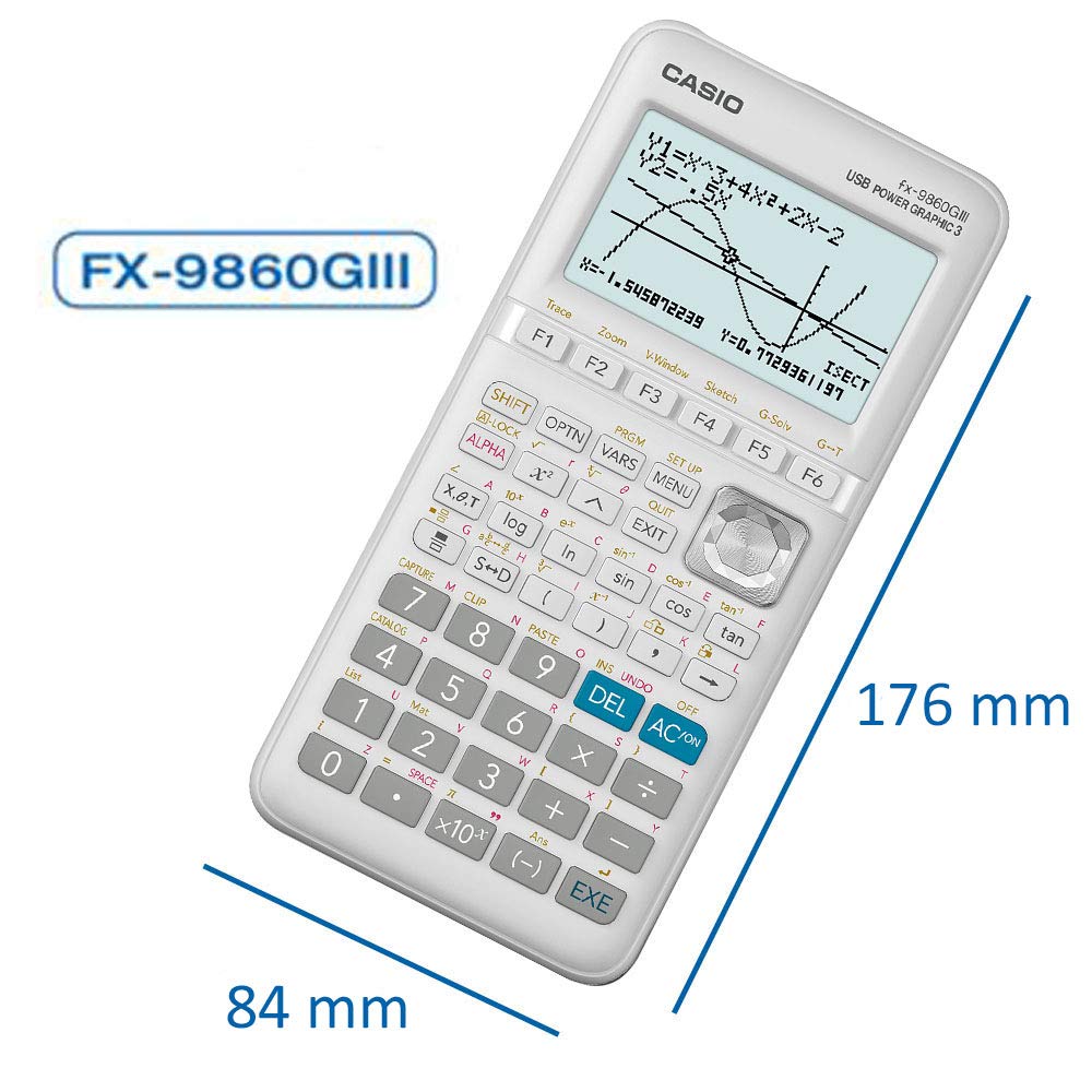 Casio FX-9860GIII Grafikrechner mit monochromen Display, weiß