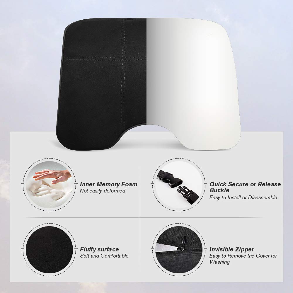EASY EAGLE Auto Nackenkissen aus Wildleder und Memory-Schaum, Nackenkissen mit Abnehmbarem Befestigungsgurt für Autositz, Schwarz, 1 Stück