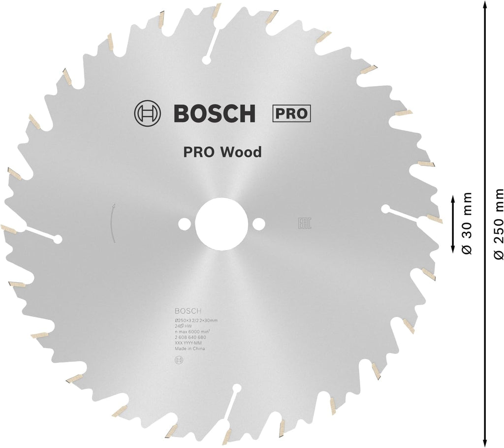 Bosch Accessories Bosch Professional 1x Kreissägeblatt Speedline Wood (für Holz, Sägeblatt Ø 250 x 30 x 3,2 mm, 24 Zähne, Zubehör Kreissäge)