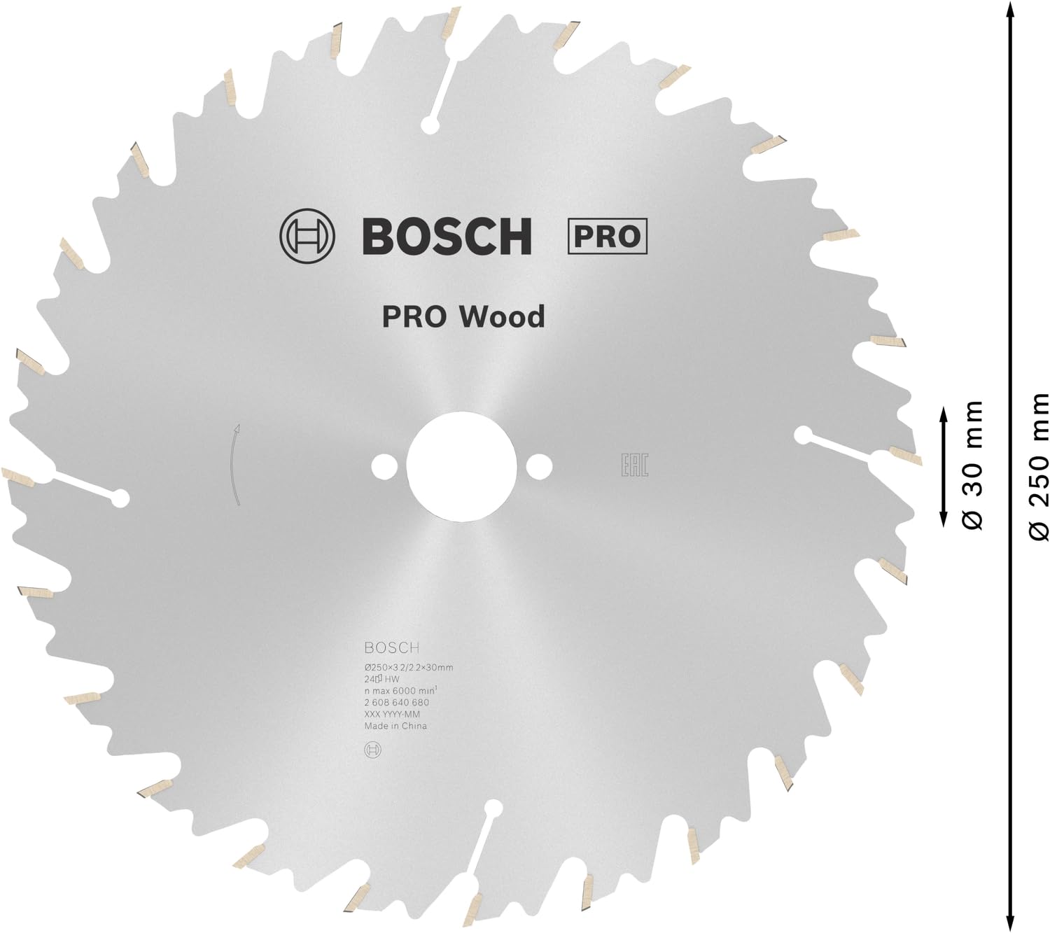 Bosch Accessories Bosch Professional 1x Kreissägeblatt Speedline Wood (für Holz, Sägeblatt Ø 250 x 30 x 3,2 mm, 24 Zähne, Zubehör Kreissäge)