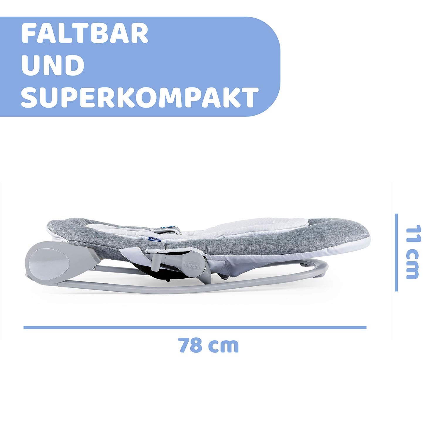Chicco Hoopla Babywippe, bequeme und animierende Wippe, mit Spielbar und Textilanhängern, 4-fach verstellbar, modular und kompakt, von 0 Monaten bis 18 kg