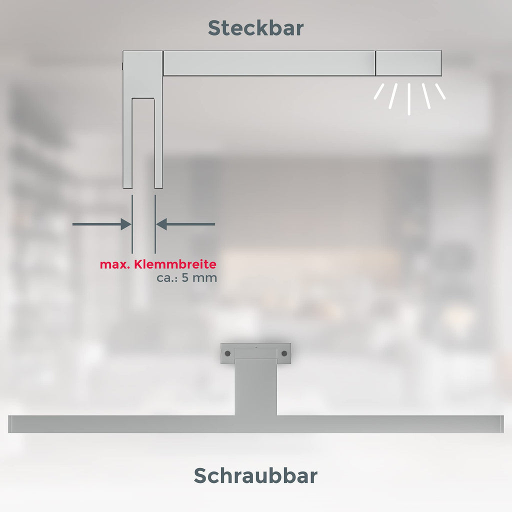 B.K.Licht - Spiegelleuchte Bad mit 2 in 1 Montage, neutralweiße Lichtfarbe, klemmbar, Badezimmerlampe, Schrankbeleuchtung, Spiegellampe, Lampe Badezimmer, Spiegelbeleuchtung, 60x10,3x3,6 cm, Chrom
