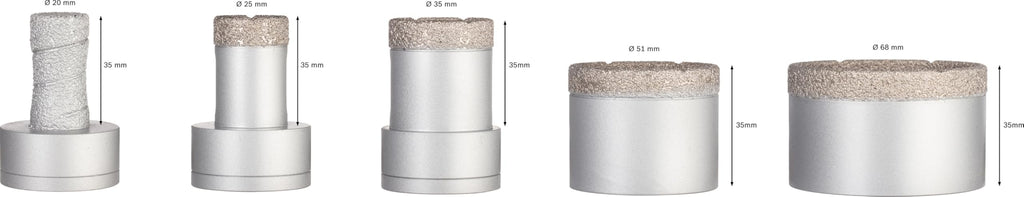 Bosch 5x PRO Ceramic dry Diamond Core Cutter Set for X-Lock und kleine Winkelschleifer (für Fliesen, Harte Fliesen, Ø 20,0, 25,0, 35,0, 51,0, 68,0 mm, Professional Zubehör Kleiner Winkelschleifer)