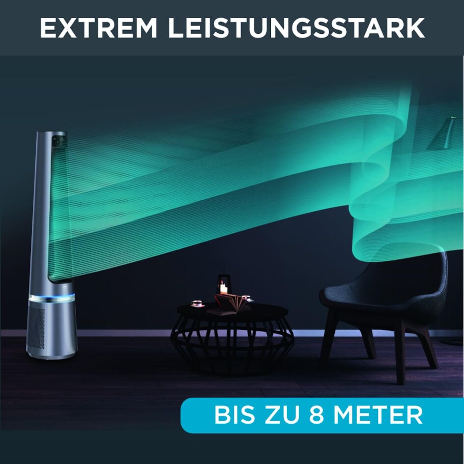 Rowenta rotorloser 2 in1 Luftreinigungsventilator Eclipse QU5030 | Luftreiniger und Ventilator | Feinpartikel | 12 Geschwindigkeiten | Timer | verzögerte Startfunktion | Fernbedienung | Anthrazit