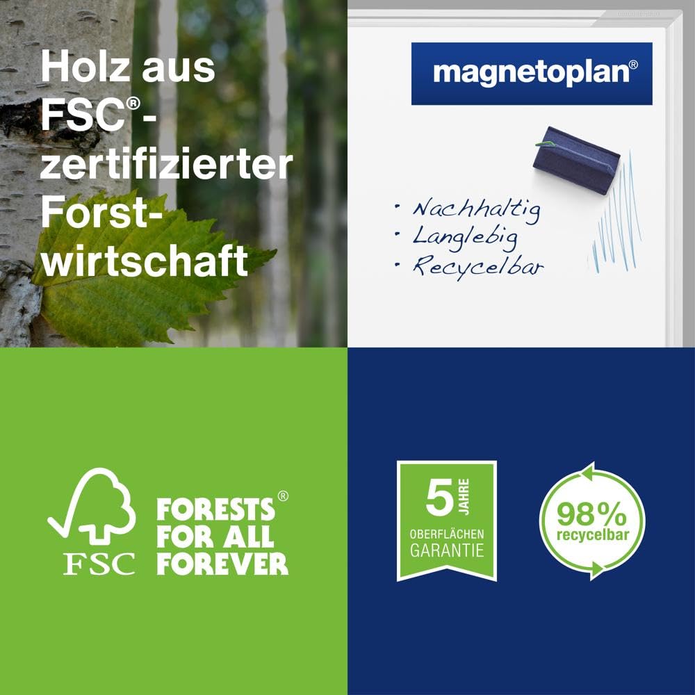 magnetoplan Design-Whiteboard SP | Magnettafel BxH 1800x1200 mm | Stabile, speziallackierte Stahloberfläche | Perfekte Schreibfläche | Bürobedarf | Memoboard für Büro- und Konferenzräume | Homeoffice
