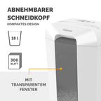 Fellowes Aktenvernichter 11 Blatt (P4), Papierschredder mit Partikelschnitt für Homeoffice und Büro, Powershred LX70, Schredder mit 18L Papierkorb und Sicherheitssperre, 4x40mm Cross-Cut Datenschutz
