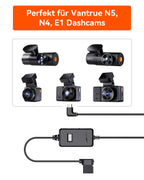 VANTRUE USB C Display OBD Hardwire mit 3 Stufen für alle Vantrue Dash Cam Halterung, Niederspannungsschutz 11.6V/12V/12.4V, 23.6V/24V/24.4V, 24 Std. Parküberwachung, 3 Meter Lang (VP04)