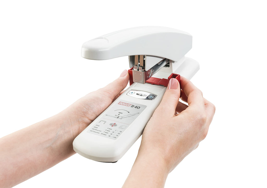 Novus B 40/4 Blockheftgerät (Bürotacker mit variabler Einlegetiefe bis 55 mm, 100 Blatt) grau, B40
