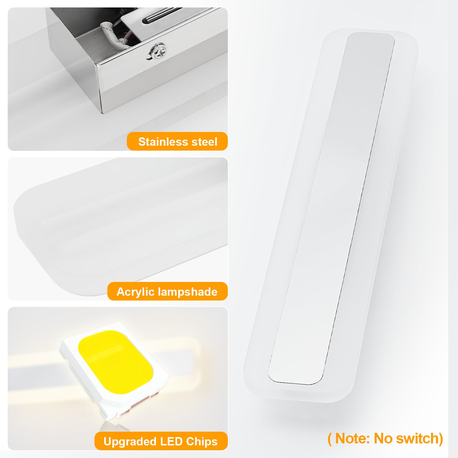 Dehobo Led Bad Spiegelleuchte 14W 40cm - LED Spiegellampe Badezimmer Spiegelleuchte IP44 4000K Neutralweiß - Badlampe Wandbeleuchtung 230V 1000LM Spiegelfrontlicht aus Acryl Kein Flimmern