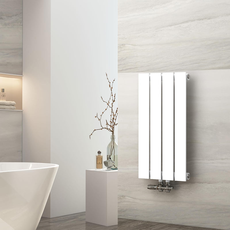 EMKE Design Heizkörper Klein, 600x304 mm Vertikal Flachheizkörper mit Mittelanschluss, Einlagig Weiß Paneelheizkörper Wandheizkörper für Bad, Schlafzimmer & Wohnzimmer, 210W