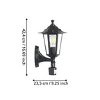 EGLO Außen-Wandlampe Laterna 4, 1 flammige Außenleuchte inkl. Bewegungsmelder, Sensor-Wandleuchte aus Aluguss und Glas, Farbe: Schwarz, Fassung: E27, IP44