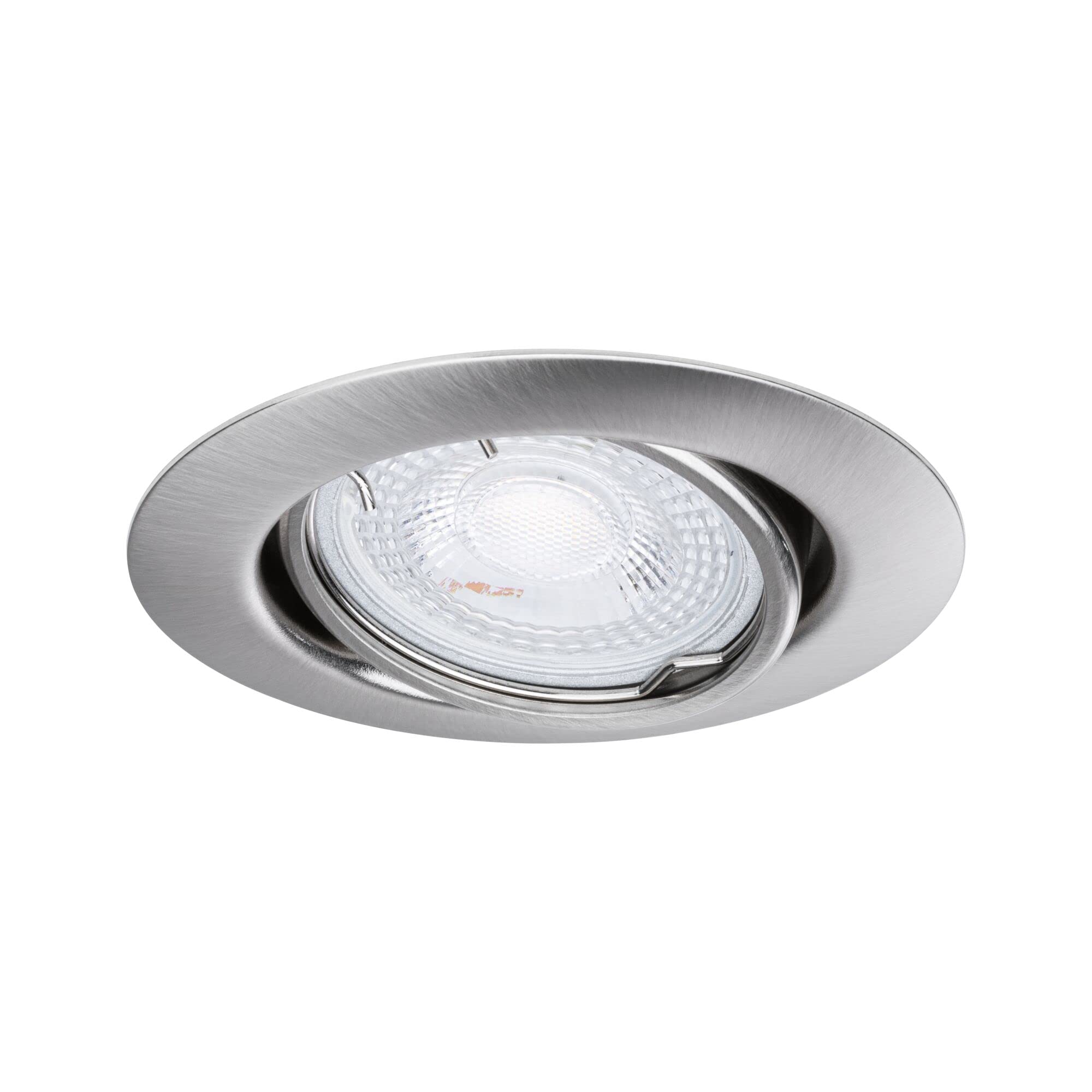 Paulmann 93399 Einbauleuchte Base rund schwenkbar max. 10x10W Einbaustrahler ohne Leuchtmittel Eisen gebürstet Einbaulampe Metall Deckenspot GU10