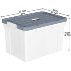 Cetomo 90L*4 Aufbewahrungsboxen, Tragbare Plastikboxen mit Deckeln, Organizer-Behälter mit Griff und Clips, Stapelbar, Ineinander Nestbar, für Zuhause und Büro, Weiß, 90L-4er Pack