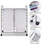 COSTWAY Rollwagen mit 12 stapelbaren Schubladen, Schubladenwagen Rollcontainer mit Metallgestell und Ablagefläche, Badrollwagen Aufbewahrungswagen für Büro, Wohnzimmer (Transparent)