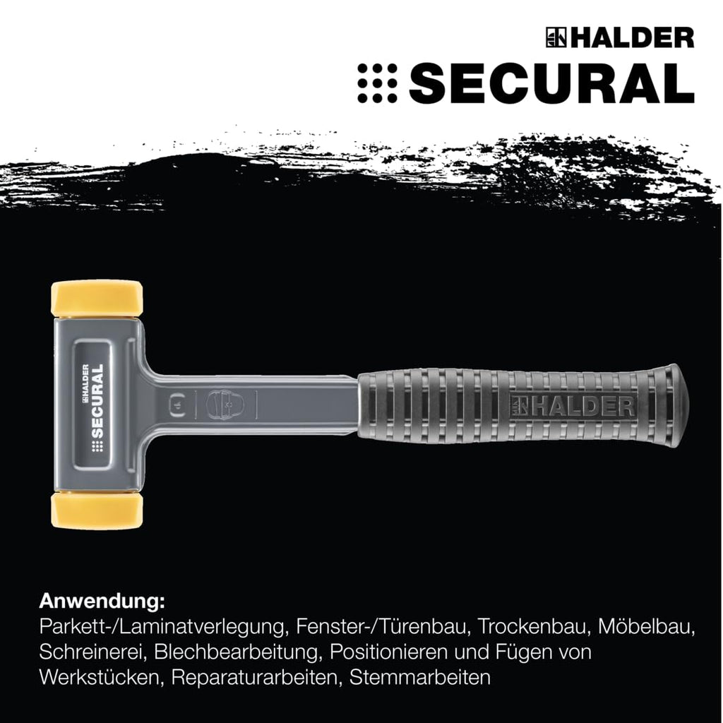 SECURAL-Schonhammer, Kopf und Stiel bruchsicher aus einem Stück Stahl, Schlageinsätze rechteckig | L=30 mm/B=40 mm | 3380.040
