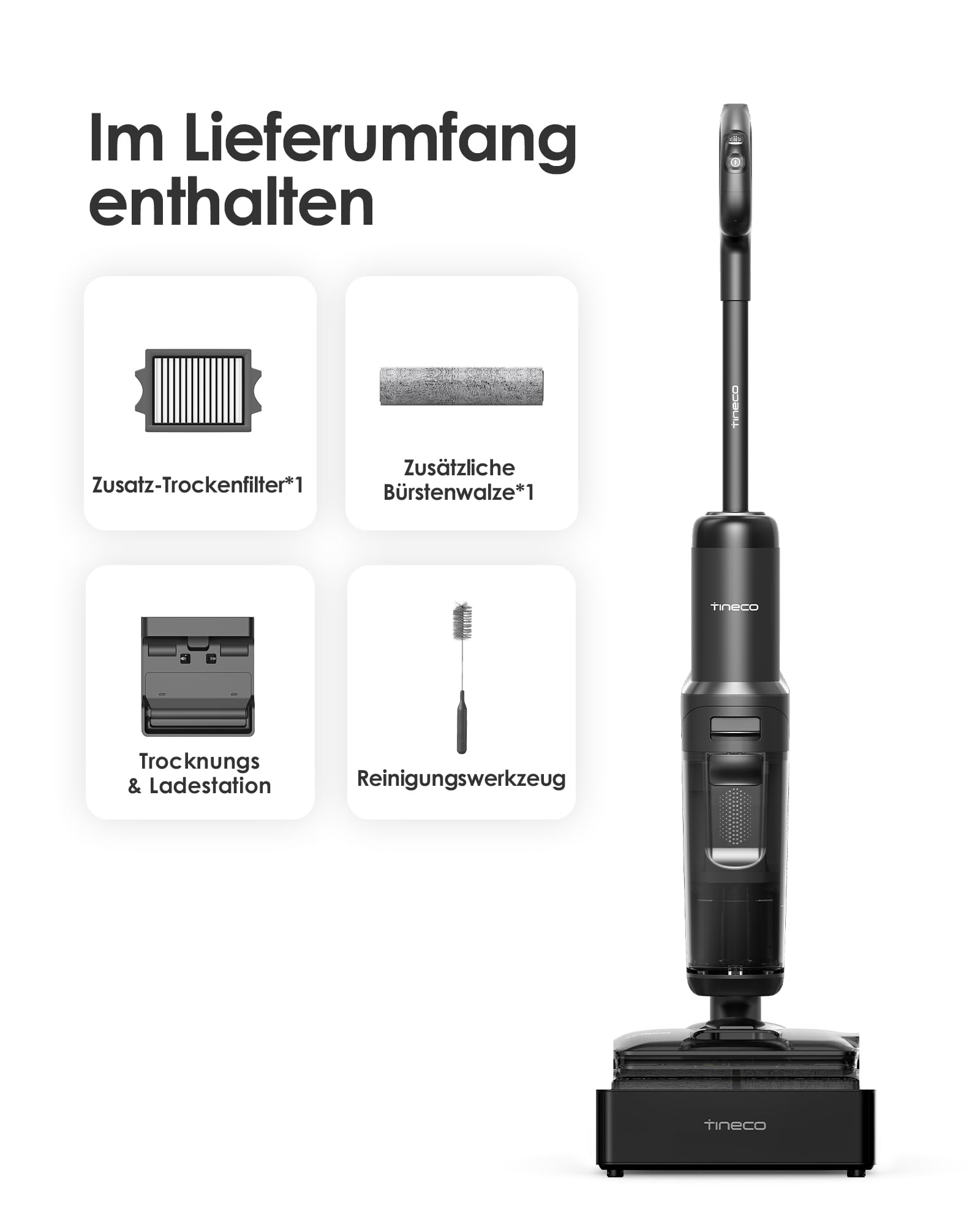 Tineco FLOOR ONE S7 Stretch Steam Nass Trockensauger 160 °C HyperSteam Dampfreiniger, 80 Min Laufzeit, DualBlock Anti-Tangle, FlashDry Selbstreinigung, Dreiseitige Kantenreinigung, hartnäckige Flecken