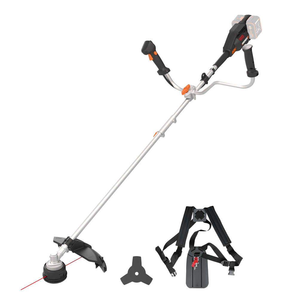 WORX WG084E.9 Akku-Sense 40V - Brushless Motor - 38 cm Trimmdurchmesser & 25,5 cm Messerdurchmesser - Zweihandgriff - Doppelfaden-System - leichtes & kompaktes Design - ohne Akku & Ladegerät
