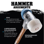 SIMPLEX-Schonhammer, TPE-soft/Superplastik; mit Tempergussgehäuse und hochwertigem Holzstiel | D=50 mm | 3017.051