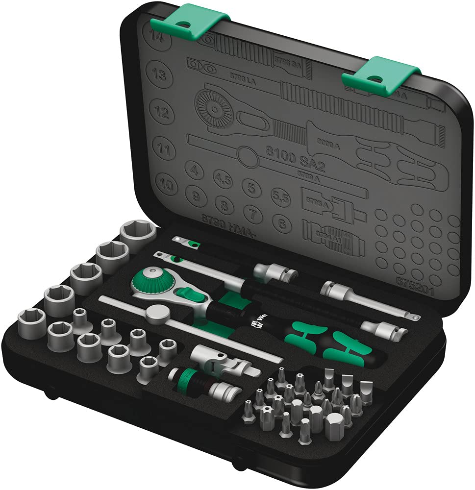 Wera 8100 SA 2 Zyklop Speed-Knarrensatz, 1/4 Zoll metrisch, Schwarz, 42-teilig, 05003533001