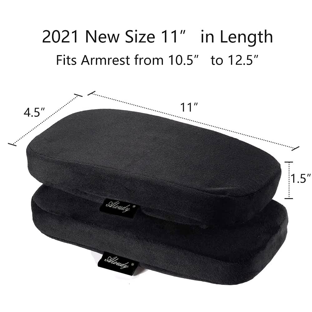Aloudy Armlehnenkissen, 2021, neue Größe, 27,9 cm, Bürostuhl-Armlehnen-Abdeckung, bequeme Schreibtischstuhl-Kissen für Ellbogen und Unterarme (groß, 2er-Set)