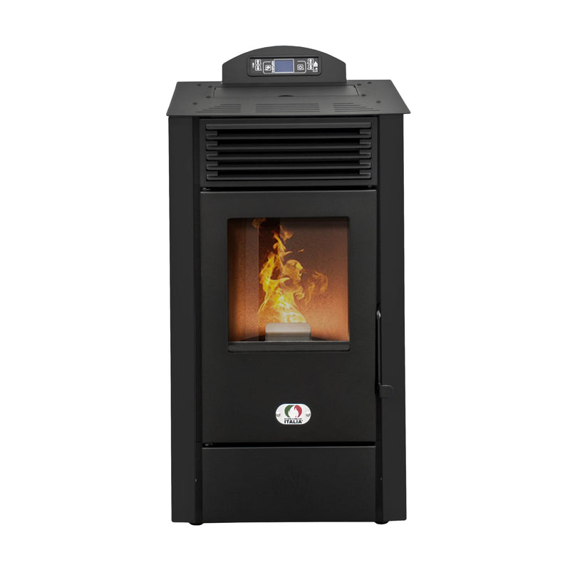 STUFE A PELLET ITALIA California 8 KW | Pelletöfen Effizienz 91% Heizt 70m² Autonomie 20 Std. Programmierbar 5 Geschwindigkeiten und Leistungsstufen Kompaktes Design 24 Monate Garantie Schwarz