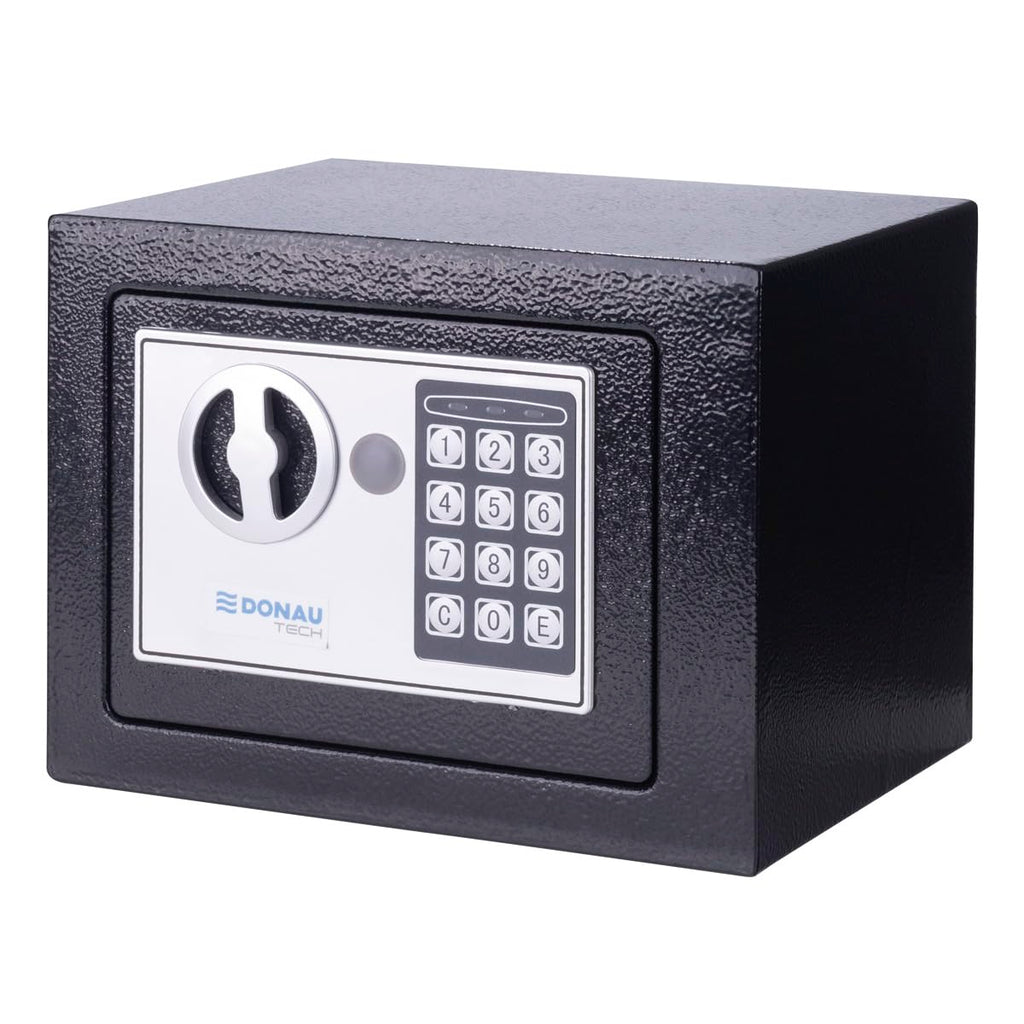 DONAU TECH Digitaler Mini Tresor 4,6L / 23 x 17 x 17 cm/Manuell-digitaler Elektronischer Safe Klein Möbeltresor/mit Digitaler Passwort & 2 Sicherheitsschlüssel Tresor/Schwarz