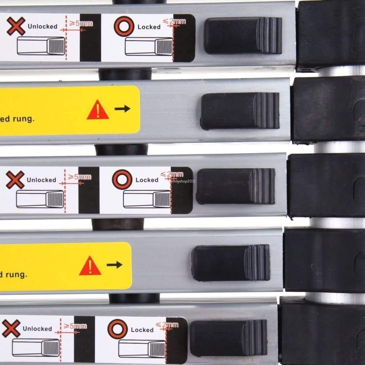 Vlio 3,8M Teleskopleiter, Mehrzweckleiter Aluminium, 150 kg/330 Pfund Belastbarkeit, Ausziehbar Aluleiter, Ausziehleiter Mehrzweckleiter für Dachboden/Kletterdach/Büronutzung/Baujob, Silber