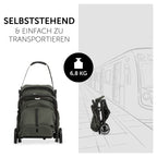 hauck Travel N Care, Dark Olive - Reise Buggy für Kinder ab Geburt bis 22 kg - mit Liegefunktion - Leicht 6,9 kg & Kompakt - Klein Zusammenklappbar - UPF 50+ - EVA Räder - Korb bis 3 kg