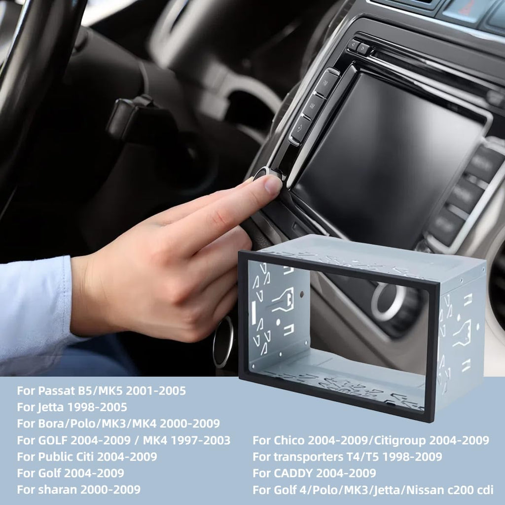 Universal Einbauschacht,Autoradio Doppel DIN Schacht Radio,Doppeldin Montage Rahmen Halterung,Universal Auto Radio Montage Rahmen,Kompatibel für VW Golf Polo Audi Ford Mercedes Peugeot