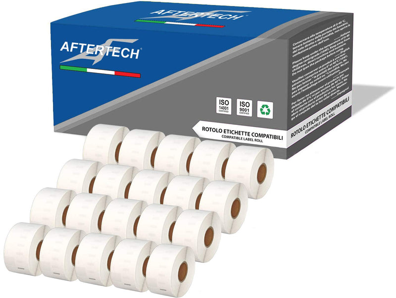 Aftertech 20x 99012 36 x 89 mm Rollen kompatible Klebeetiketten (260 Etiketten/Rolle = 5200 insgesamt) für Dymo LabelWriter Seiko SLP Etikettendrucker S0722400 20x99012