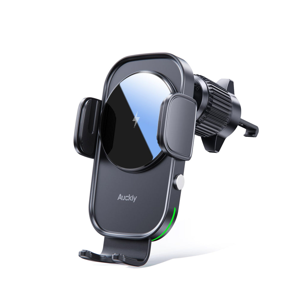Auckly 15W Fast Wireless Charger Auto Handyhalterung Mit Ladefunktion Automatischer Induktion Motor Betrieb Qi Ladestation Auto Kfz Handy Halterung Auto Lüftung für iPhone Samsung Huawei LG usw