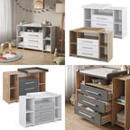 Vicco Wickelkommode Oskar, Wickelaufsatz für die Kommode, Grau, 143 x 100 cm XL mit Schubladen