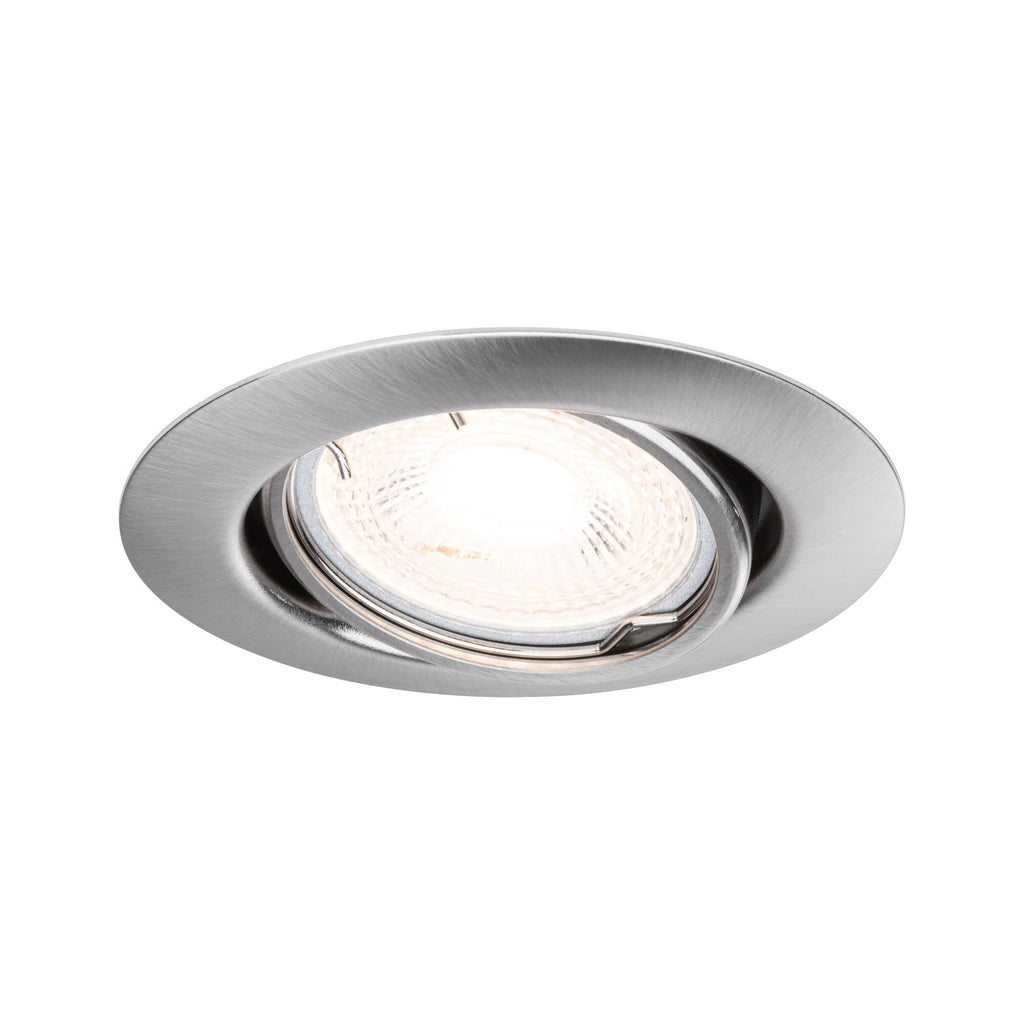 Paulmann 93399 Einbauleuchte Base rund schwenkbar max. 10x10W Einbaustrahler ohne Leuchtmittel Eisen gebürstet Einbaulampe Metall Deckenspot GU10