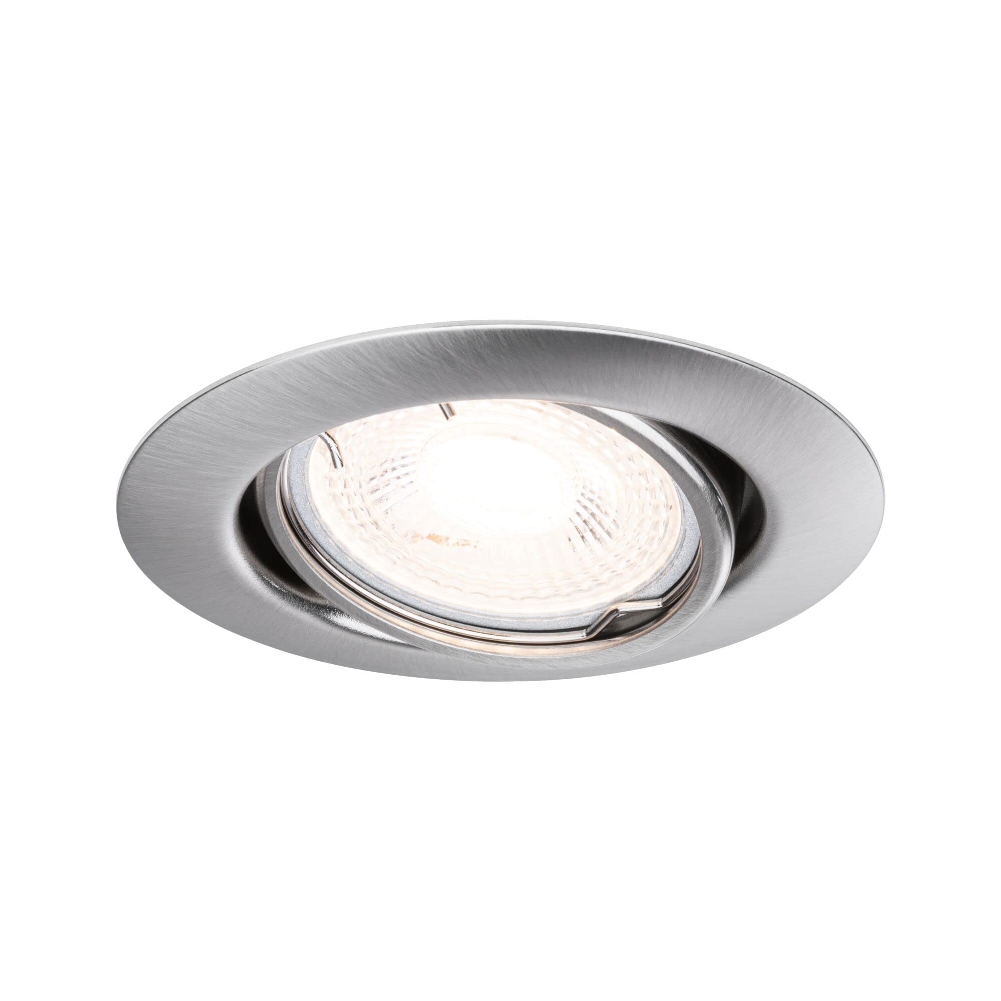 Paulmann 93399 Einbauleuchte Base rund schwenkbar max. 10x10W Einbaustrahler ohne Leuchtmittel Eisen gebürstet Einbaulampe Metall Deckenspot GU10