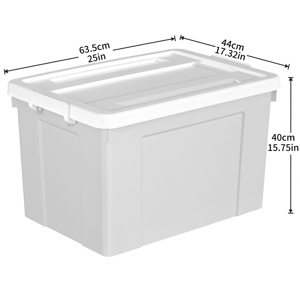 Cetomo 90L*6 Aufbewahrungsboxen, Aufbewahrungsbox mit Rollen & Deckel, Organizer-Behälter mit Clips, Stapelbar, Ineinander Nestbar, für Zuhause und Büro, Kunststoff, Grau, 90L-6er Pack