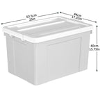 Cetomo 90L*6 Aufbewahrungsboxen, Aufbewahrungsbox mit Rollen & Deckel, Organizer-Behälter mit Clips, Stapelbar, Ineinander Nestbar, für Zuhause und Büro, Kunststoff, Grau, 90L-6er Pack