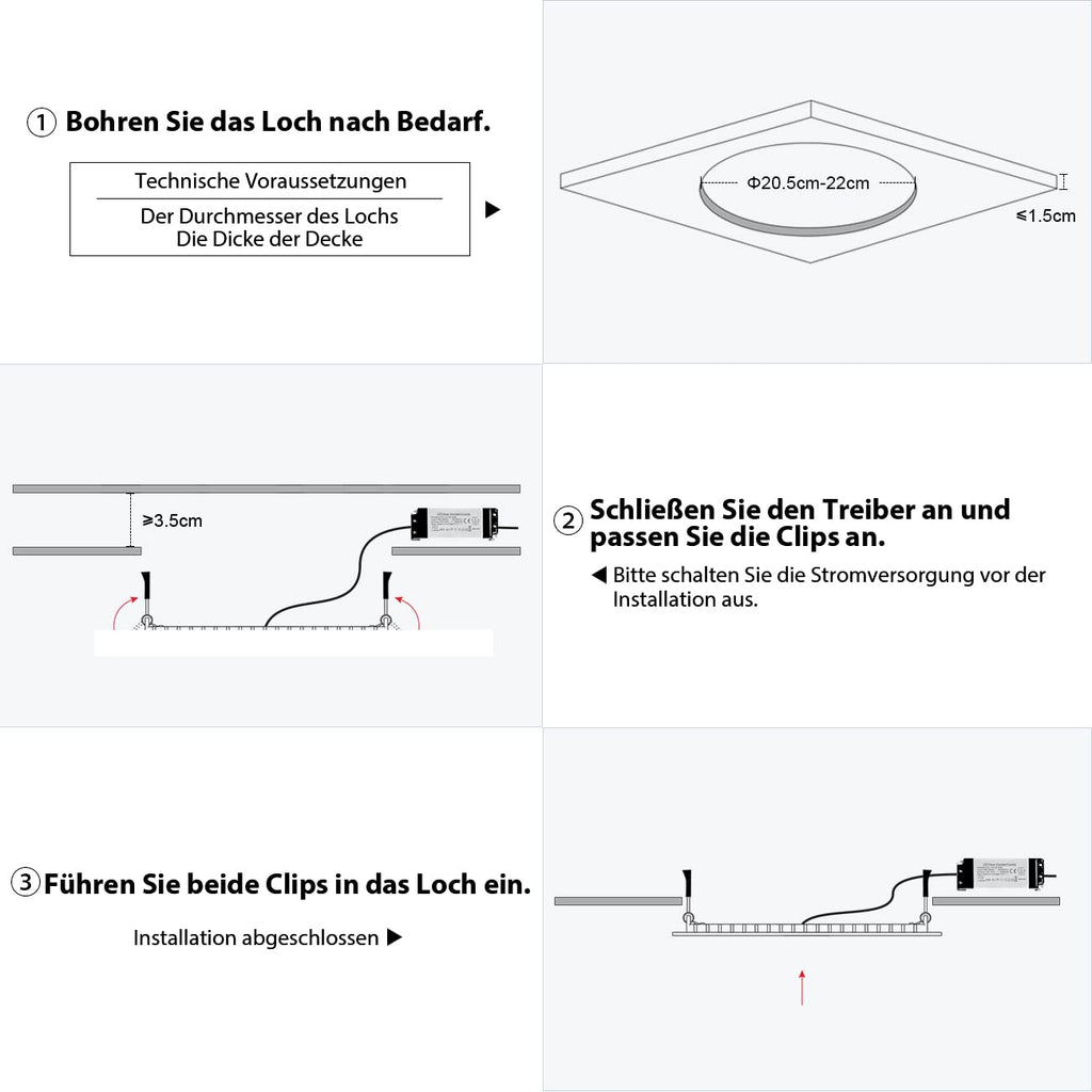 LVWIT 2x 18W Ultraslim LED Einbauleuchten, ersetzt 150W Halogen, runde Deckenleuchte mit Treiber, Neutralweiß 4000K, 1650 lm, AC 230V, Downlight/Einbaustrahler/Einbauspots (2er Pack)