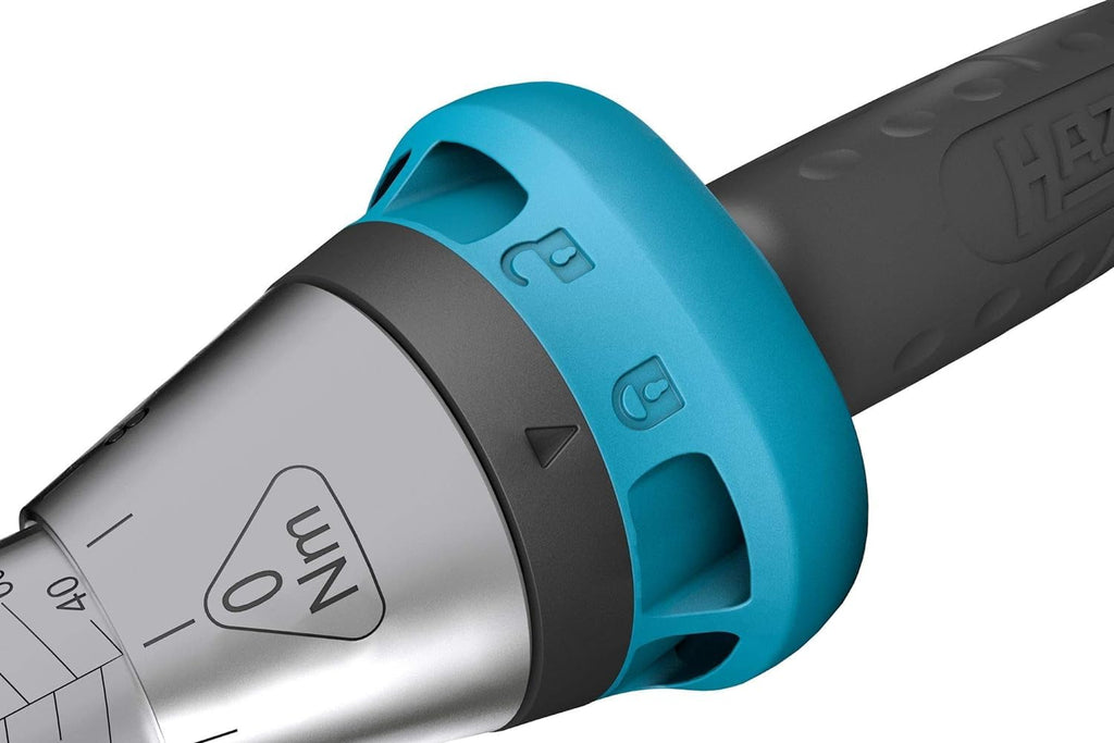 Hazet Drehmomentschlüssel 5123-3CT I Abtrieb: Vierkant 12,5 mm (1/2 Zoll), Toleranz: 3%, 32 Zähne (Betätigungswinkel 11,25 Grad) I Umschaltknarre für Auto und Fahrrad I 628 mm