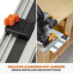 Evolution ST1400-G2 Führungsschiene Kreissägen Universal passend für die meisten Marken Makita, Metabo Bosch, Festool, 1,4m (2 x 700 mm ) Selbstausrichtende Verbindungsschienen, Endanschlag-Zubehör