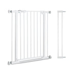 hauck Clear Step Autoclose 2 + 9cm Verlängerung, Weiß - Kinderschutzgitter Hundegitter Verstellbare Breite 84-89cm, 77cm Hoch, Selbstschließend, Flacher Einstieg, Einhand Öffnung, ohne Bohren