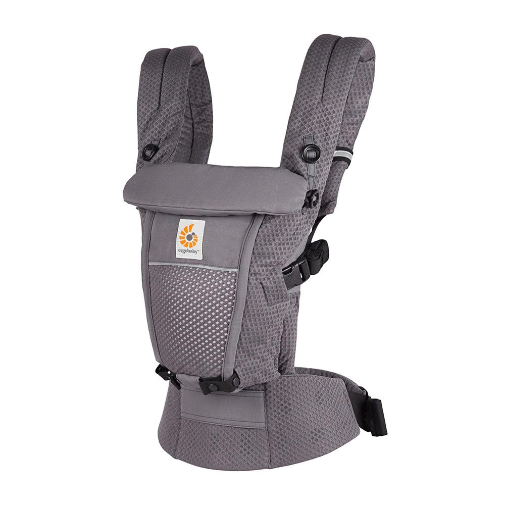 Ergobaby Adapt Babytrage für Neugeborene ab Geburt, 3-Positionen SoftFlex Mesh Ergonomische Babybauchtrage Rückentrage Baby-Tragetasche, Graphite Grey