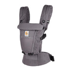 Ergobaby Adapt Babytrage für Neugeborene ab Geburt, 3-Positionen SoftFlex Mesh Ergonomische Babybauchtrage Rückentrage Baby-Tragetasche, Graphite Grey