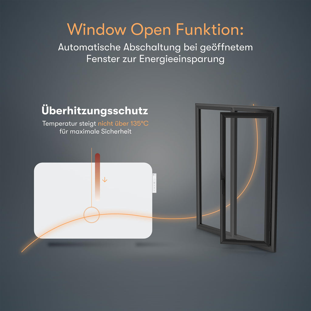 BR Bringer Infrarotheizung 450 Watt mit Smart Thermostat, WIFI & App - für Wandmontage oder als Standgerät für kleine Räume bis 10m² - sehr Energiesparend - Deutsche Qualitätsmarke (weiß)