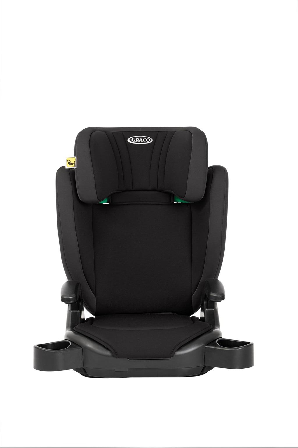 Graco Junior Maxi™ i-Size R129 Kindersitz, ca. 3,5 bis 12 Jahre (100 bis 150 cm), Kindersitzerhöhung, Armlehnen und Kopfstütze höhenverstellbar, leicht, mit Getränkehalter, schwarz, Midnight