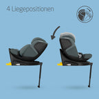 Maxi-Cosi Emerald 360 S i-Size, Autositz 360 Grad Drehbar, 0–12 Jahre (40–150 cm), Mitwachsender Kindersitz 0-36kg, ISOFIX-Kindersitz, 4 Liegepositionen, G-CELL Seitenaufprallschutz, Tonal Graphite