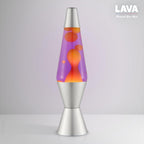 LAVA® - Lava Lampe 2125, gelbes Wachs, lila Flüssigkeit, silberner Sockel und Deckel, Original 14,5 Zoll Bewegungslampe der Marke LAVA®